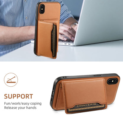 For iPhone X / XS Denior Cowhide Texture Leather MagSafe Detachable Wallet Phone Case(Khaki) - More iPhone Cases by Denior | Online Shopping UK | buy2fix