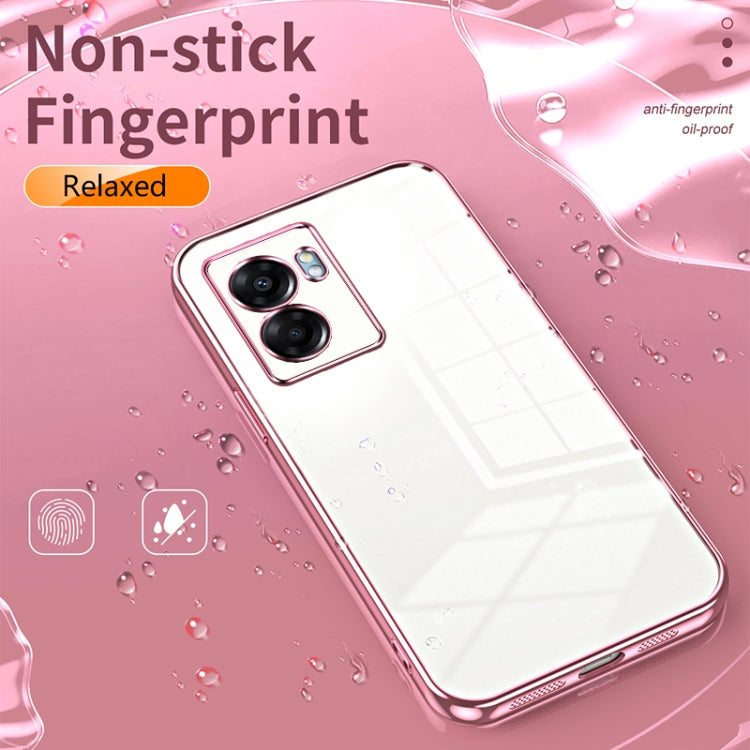 For OPPO A57 5G Transparent Plating Fine Hole Phone Case(Green) - OPPO Cases by buy2fix | Online Shopping UK | buy2fix