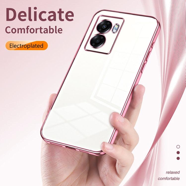 For OPPO A57 5G Transparent Plating Fine Hole Phone Case(Green) - OPPO Cases by buy2fix | Online Shopping UK | buy2fix