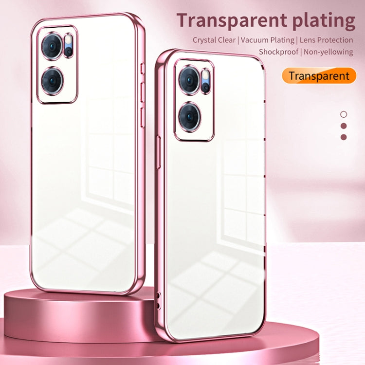 For OPPO Reno7 5G Transparent Plating Fine Hole Phone Case(Purple) - OPPO Cases by buy2fix | Online Shopping UK | buy2fix