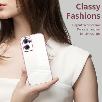 For OPPO Reno7 5G Transparent Plating Fine Hole Phone Case(Purple) - OPPO Cases by buy2fix | Online Shopping UK | buy2fix