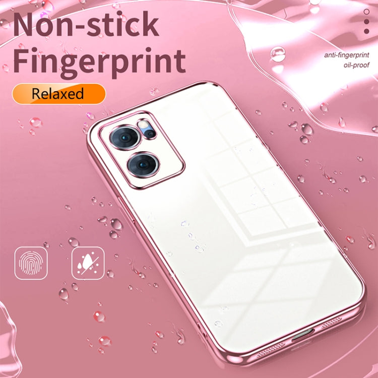 For OPPO Reno7 5G Transparent Plating Fine Hole Phone Case(Purple) - OPPO Cases by buy2fix | Online Shopping UK | buy2fix