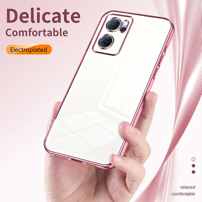 For OPPO Reno7 5G Transparent Plating Fine Hole Phone Case(Purple) - OPPO Cases by buy2fix | Online Shopping UK | buy2fix