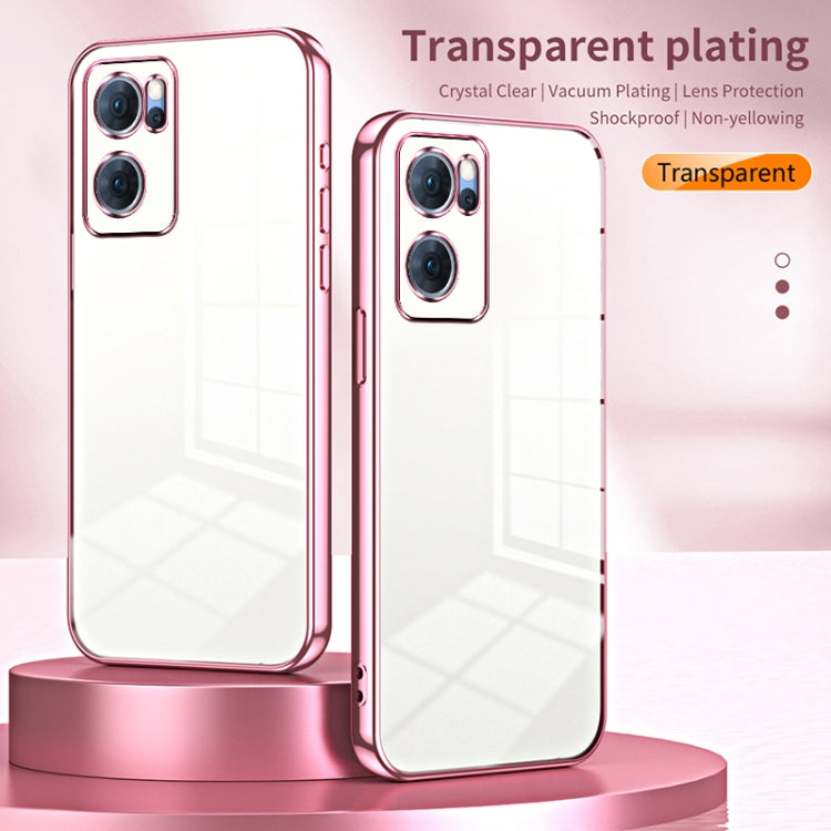 For OPPO Reno7 5G Transparent Plating Fine Hole Phone Case(Black) - OPPO Cases by buy2fix | Online Shopping UK | buy2fix