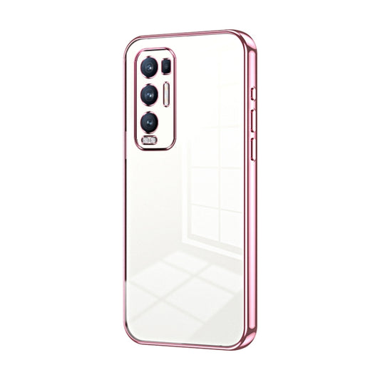 For OPPO Reno5 Pro+ Transparent Plating Fine Hole Phone Case(Pink) - OPPO Cases by buy2fix | Online Shopping UK | buy2fix
