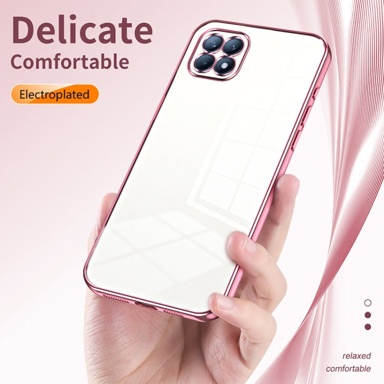 For OPPO Reno4 SE Transparent Plating Fine Hole Phone Case(Pink) - OPPO Cases by buy2fix | Online Shopping UK | buy2fix