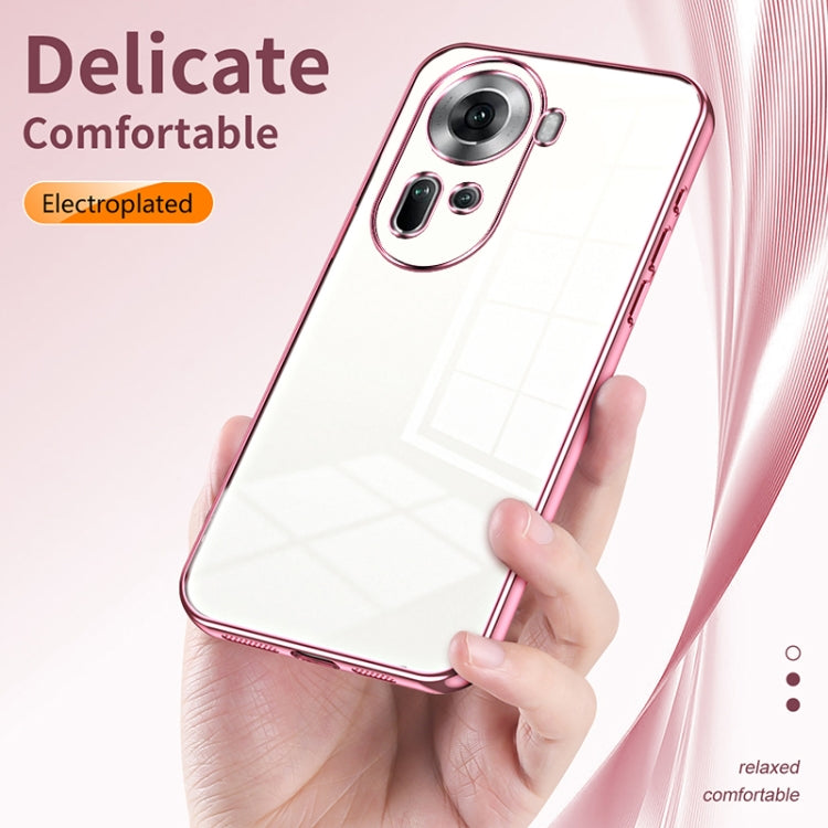 For OPPO Reno11 Global Transparent Plating Fine Hole Phone Case(Silver) - Reno11 Cases by buy2fix | Online Shopping UK | buy2fix