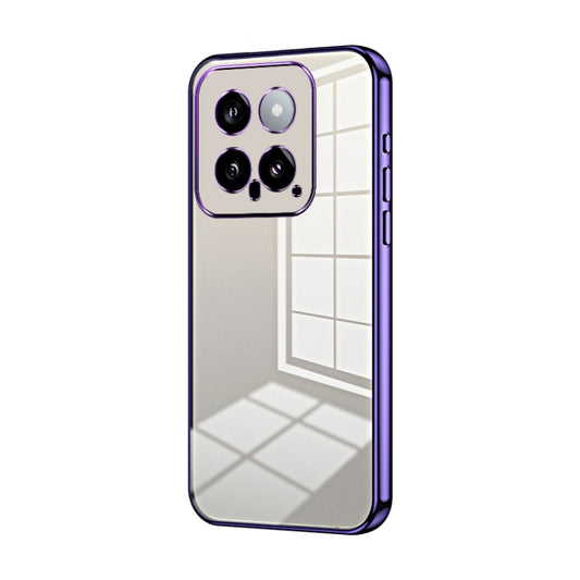 For Xiaomi 14 Transparent Plating Fine Hole Phone Case(Purple) - 14 Cases by buy2fix | Online Shopping UK | buy2fix