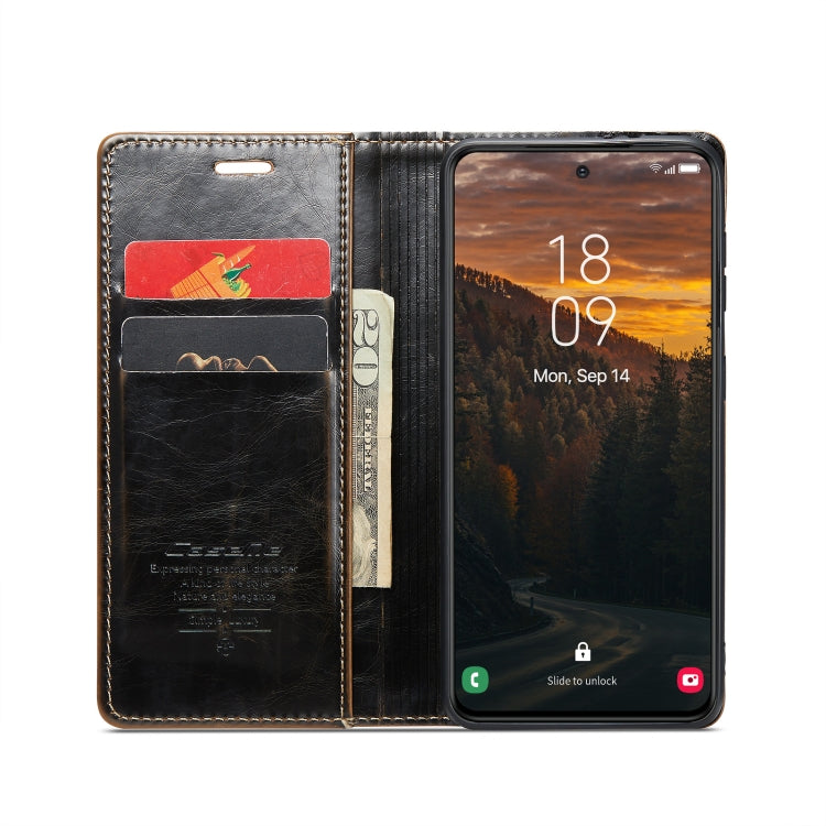 For Samsung Galaxy S24+ 5G CaseMe 003 Crazy Horse Texture Flip Leather Phone Case(Coffee) - Galaxy S24+ 5G Cases by CaseMe | Online Shopping UK | buy2fix