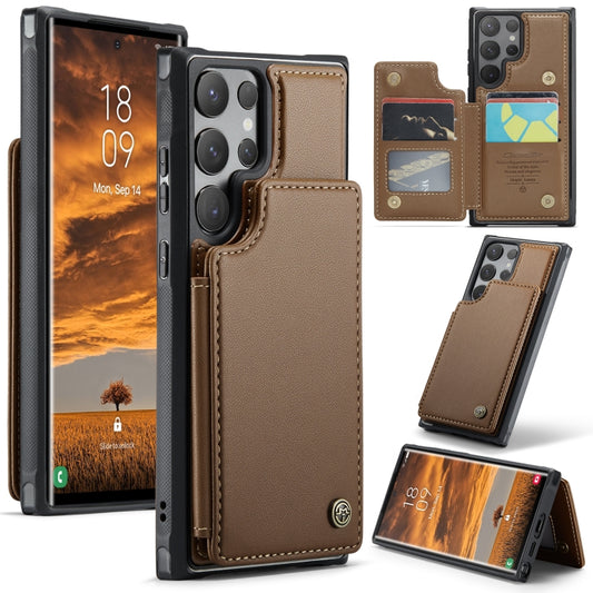 For Samsung Galaxy S24 Ultra 5G CaseMe C22 PC+TPU Business Style RFID Anti-theft Leather Phone Case(Brown) - Galaxy S24 Ultra 5G Cases by CaseMe | Online Shopping UK | buy2fix