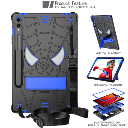 For Samsung Galaxy Tab S9 FE+ / S9+ Fold-Holder Spider Silicone Hybrid PC Tablet Case(Back Blue) - Galaxy Tab S9+ Cases by buy2fix | Online Shopping UK | buy2fix