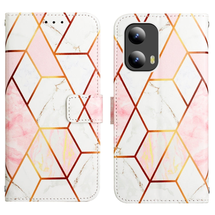 For Motorola Moto G Play 5G 2024 PT003 Marble Pattern Flip Leather Phone Case(Pink White) - Motorola Cases by buy2fix | Online Shopping UK | buy2fix