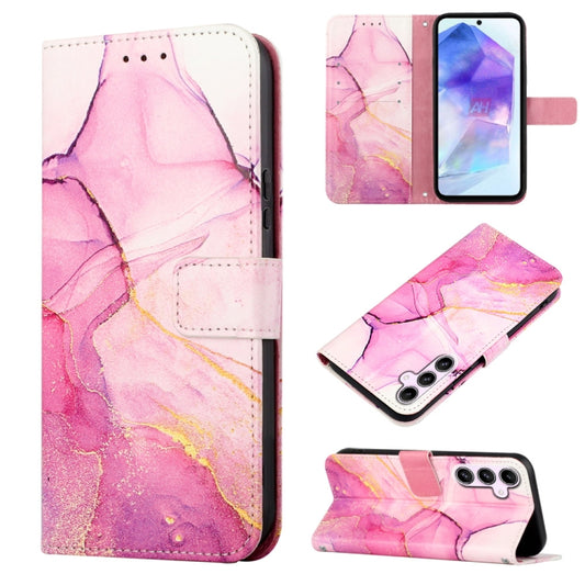 For Samsung Galaxy A55 PT003 Marble Pattern Flip Leather Phone Case(Pink Purple Gold) - Galaxy Phone Cases by buy2fix | Online Shopping UK | buy2fix