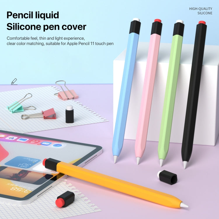 For Apple Pencil 1 Retro Pencil Style Liquid Silicone Stylus Case(Light Green) - Pencil Accessories by buy2fix | Online Shopping UK | buy2fix