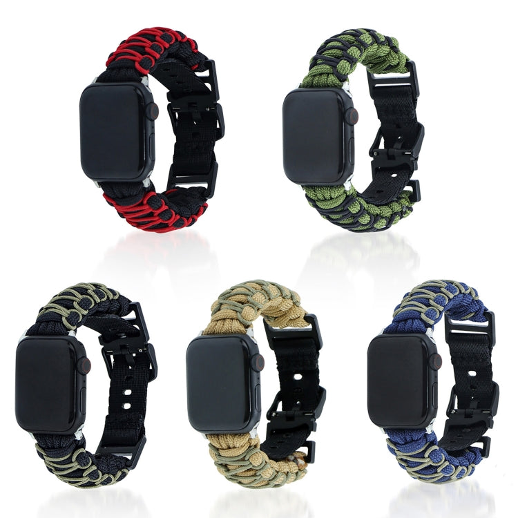 For Apple Watch Ultra 2 49mm Dual-layer Braided Paracord Buckle Watch Band(Khaki Army Green) - Watch Bands by buy2fix | Online Shopping UK | buy2fix