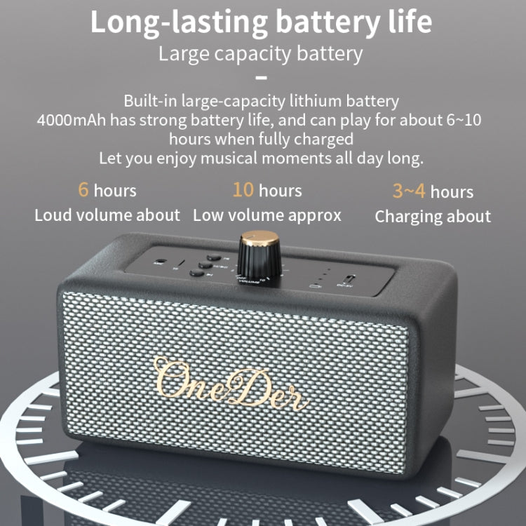 Oneder D3 Retro Leather Casing 30W Dual Units Wireless Bluetooth Speaker(Cyan) - Desktop Speaker by OneDer | Online Shopping UK | buy2fix