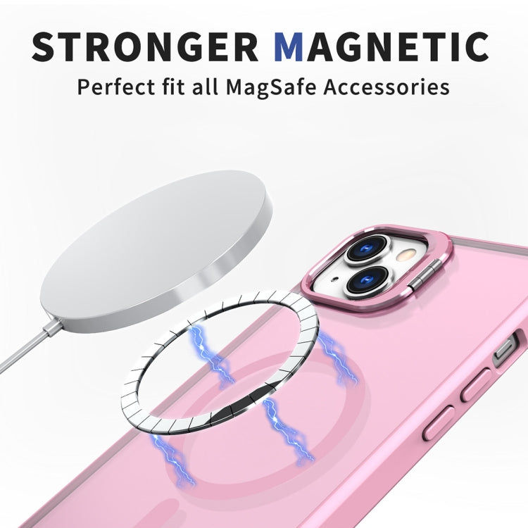 For iPhone 15 Metal Invisible Camera Holder MagSafe Magnetic Phone Case(Pink) - iPhone 15 Cases by buy2fix | Online Shopping UK | buy2fix