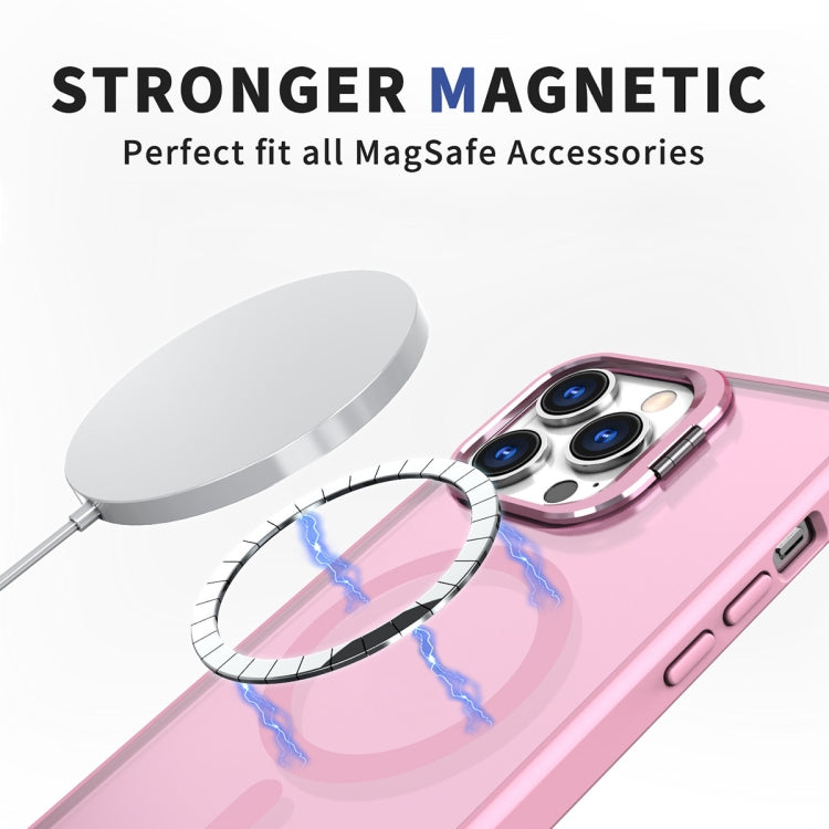 For iPhone 14 Pro Metal Invisible Camera Holder MagSafe Magnetic Phone Case(Pink) - iPhone 14 Pro Cases by buy2fix | Online Shopping UK | buy2fix