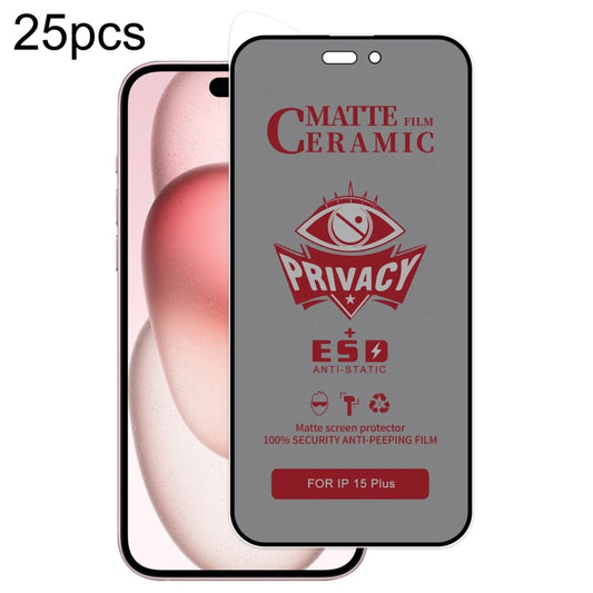 For iPhone 15 Plus 25pcs Full Coverage Frosted Privacy Ceramic Film - iPhone 15 Plus Tempered Glass by buy2fix | Online Shopping UK | buy2fix