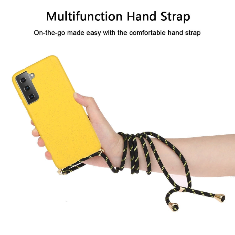 For Samsung Galaxy A05s EU Wheat Straw Material + TPU Phone Case with Lanyard(Yellow) - Galaxy Phone Cases by buy2fix | Online Shopping UK | buy2fix