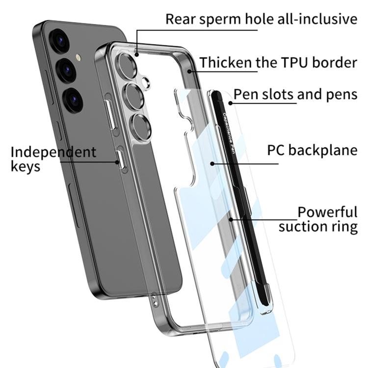 For Samsung Galaxy S24+ 5G GKK Space Frame Transparent PC + TPU Phone Case with Pen(Transparent Green) - Galaxy S24+ 5G Cases by GKK | Online Shopping UK | buy2fix