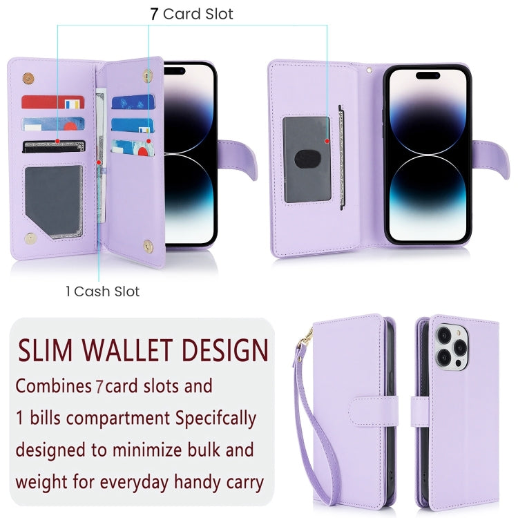 For iPhone 16 Pro Multi-Card Wallet RFID Leather Phone Case(Light Purple) - iPhone 16 Pro Cases by buy2fix | Online Shopping UK | buy2fix