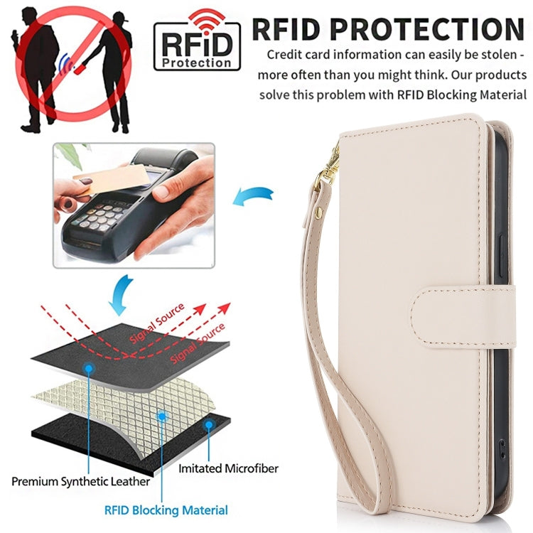 For iPhone 16 Pro Multi-Card Wallet RFID Leather Phone Case(Apricot) - iPhone 16 Pro Cases by buy2fix | Online Shopping UK | buy2fix