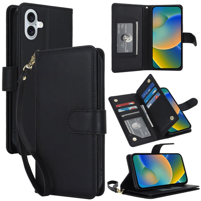 For iPhone 16 Multi-Card Wallet RFID Leather Phone Case(Black) - iPhone 16 Cases by buy2fix | Online Shopping UK | buy2fix