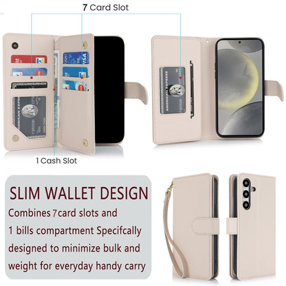 For Samsung Galaxy S24+ / S25+ 5G Multi-Card Wallet RFID Leather Phone Case(Apricot) - Galaxy S24+ 5G Cases by buy2fix | Online Shopping UK | buy2fix