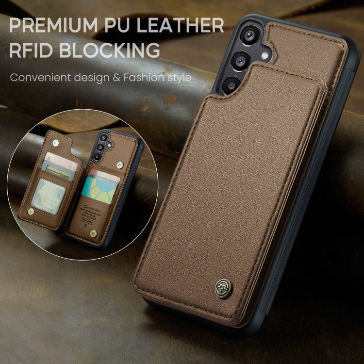 For Samsung Galaxy A15 CaseMe C22 Litchi Texture RFID Anti-theft Leather Phone Case(Brown) - Galaxy Phone Cases by CaseMe | Online Shopping UK | buy2fix