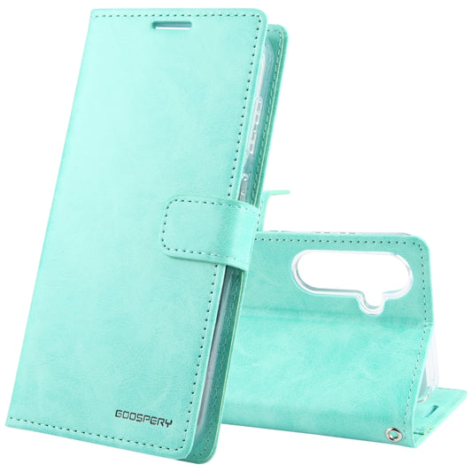 For Samsung Galaxy S24+ 5G GOOSPERY BLUE MOON Crazy Horse Texture Leather Phone Case(Mint Green) - Galaxy S24+ 5G Cases by GOOSPERY | Online Shopping UK | buy2fix