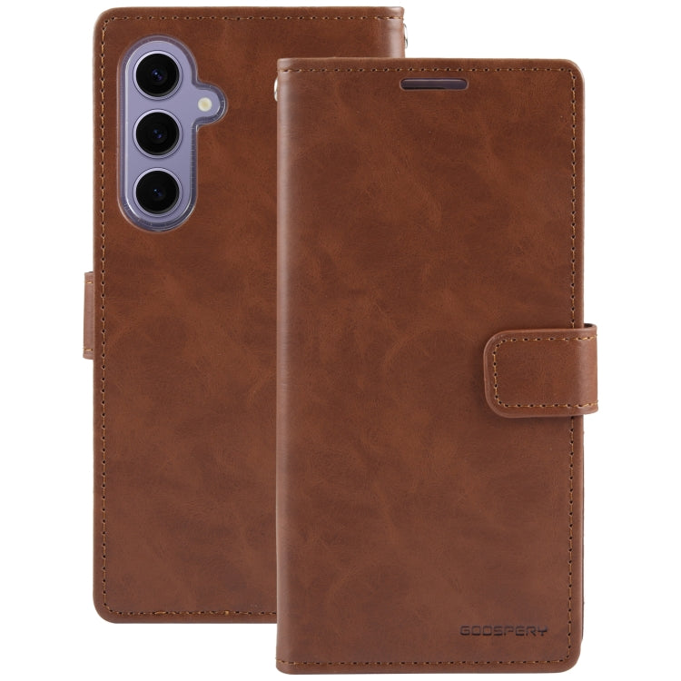 For Samsung Galaxy S24 5G GOOSPERY BLUE MOON Crazy Horse Texture Leather Phone Case(Brown) - Galaxy S24 5G Cases by GOOSPERY | Online Shopping UK | buy2fix