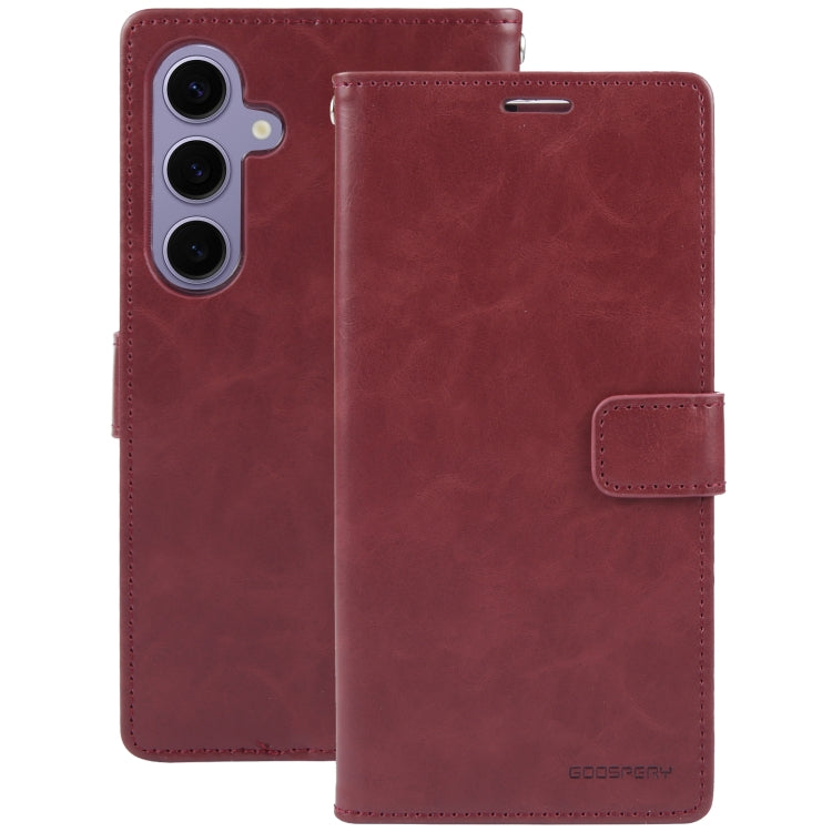 For Samsung Galaxy S24 5G GOOSPERY BLUE MOON Crazy Horse Texture Leather Phone Case(Wine Red) - Galaxy S24 5G Cases by GOOSPERY | Online Shopping UK | buy2fix