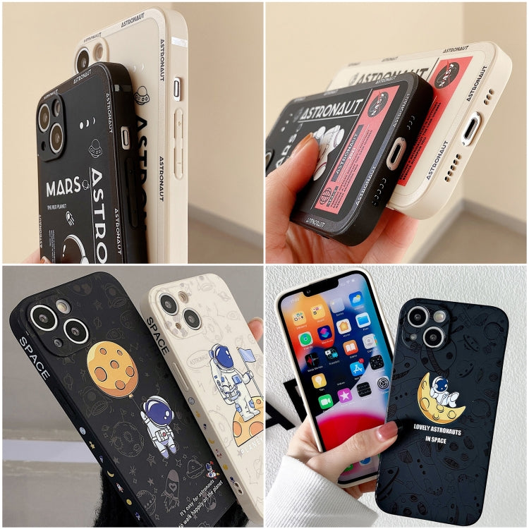 For iPhone 16 Pro Astronaut Pattern Silicone Straight Edge Phone Case(Lovely Astronaut-White) - iPhone 16 Pro Cases by buy2fix | Online Shopping UK | buy2fix