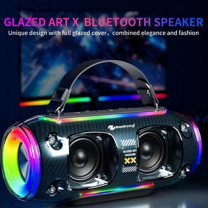 New Rixing NR8806 Portable Outdoor Wireless Bluetooth Speaker RGB Colorful Subwoofer, Style:Dual Mic(Blue) - Desktop Speaker by NewRixing | Online Shopping UK | buy2fix