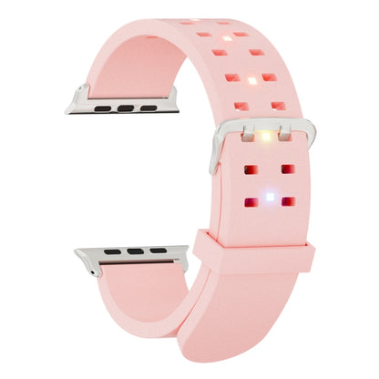 For Apple Watch Series 7 45mm Luminous Colorful Light Silicone Watch Band(Pink) - Watch Bands by buy2fix | Online Shopping UK | buy2fix