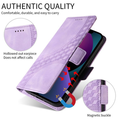 For iPhone 16 Embossed Rhombus Starry Leather Phone Case(Purple) - More iPhone Cases by buy2fix | Online Shopping UK | buy2fix