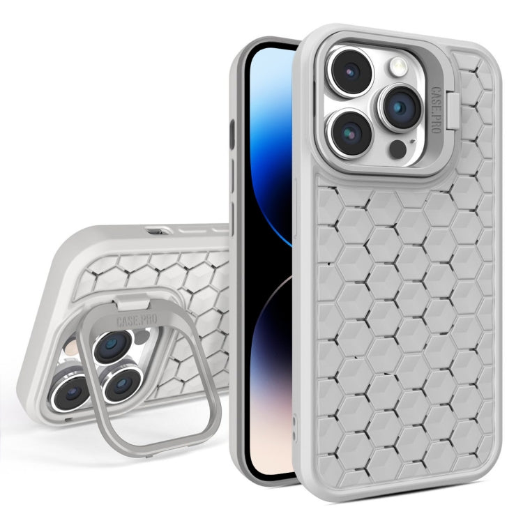 For iPhone 14 Pro Honeycomb Radiating Lens Holder Magsafe Phone Case(Grey) - iPhone 14 Pro Cases by buy2fix | Online Shopping UK | buy2fix