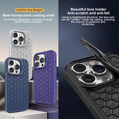 For iPhone 16 Pro Max Honeycomb Radiating Lens Holder Magsafe Phone Case(Purple) - iPhone 16 Pro Max Cases by buy2fix | Online Shopping UK | buy2fix