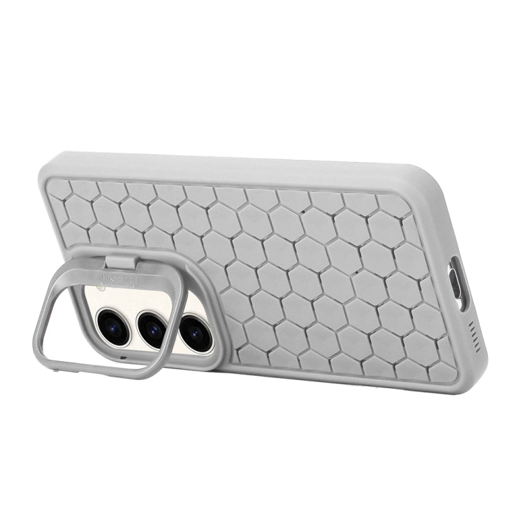 For Samsung Galaxy S24 5G Honeycomb Radiating Lens Holder Magsafe Phone Case(Grey) - Galaxy S24 5G Cases by buy2fix | Online Shopping UK | buy2fix