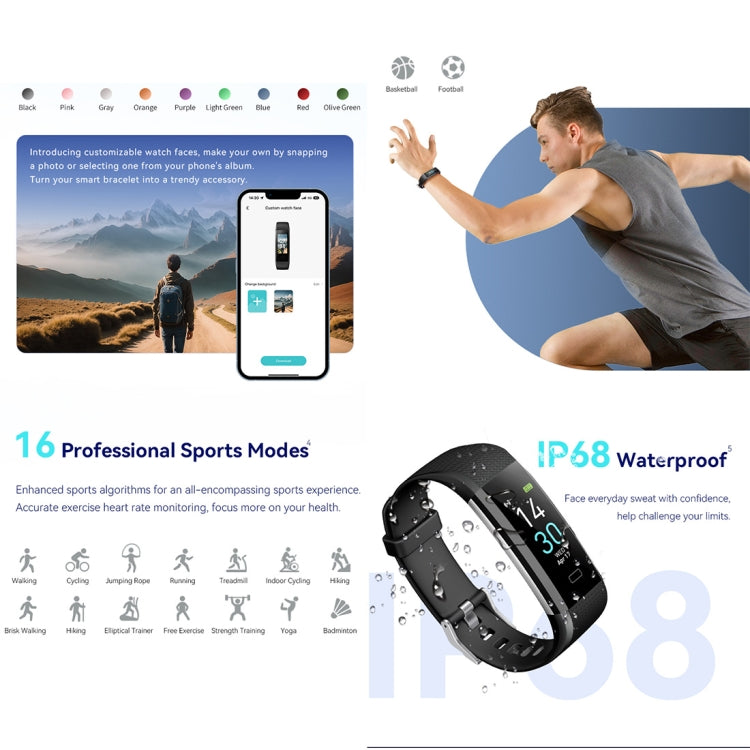 S5-4 Smart Bracelet IP68 Waterproof Heart Rate Sport Fitness Tracker Smart Watch(Army Green) - Smart Wristbands by buy2fix | Online Shopping UK | buy2fix