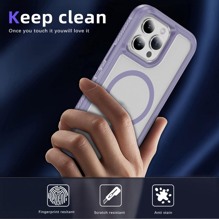 For iPhone 16 Pro Max Guard Magsafe Magnetic Ring Matte Phone Case(Light Purple) - iPhone 16 Pro Max Cases by buy2fix | Online Shopping UK | buy2fix