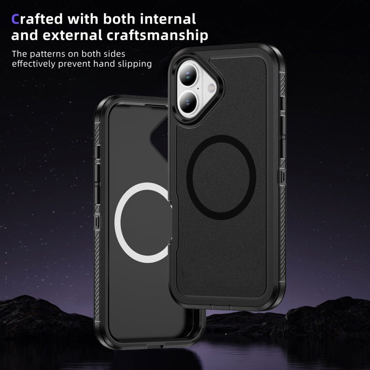 For iPhone 16 Plus Guard Magsafe Magnetic Ring Matte Phone Case(Black) - iPhone 16 Plus Cases by buy2fix | Online Shopping UK | buy2fix