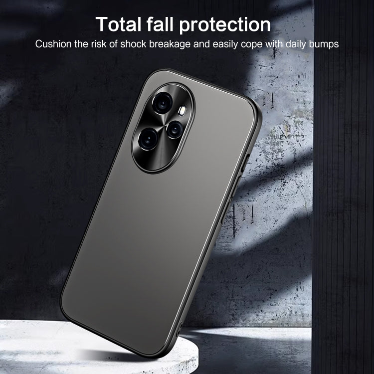 For Honor 100 R-JUST RJ-61 Electroplating Frosted TPU + PC Phone Case with Holder(Grey) - Honor Cases by R-JUST | Online Shopping UK | buy2fix