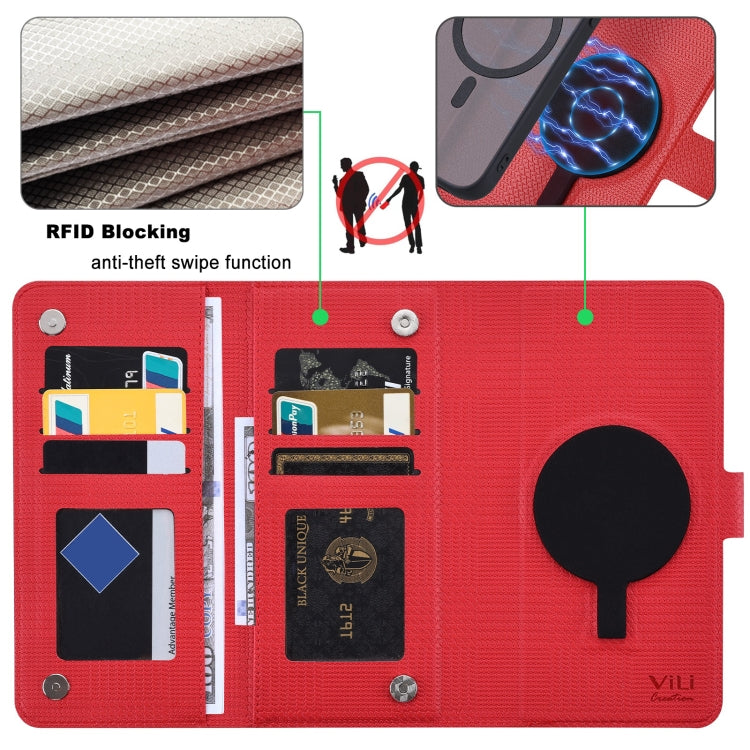 For iPhone 15 Pro Max ViLi GHA Series Shockproof MagSafe RFID Leather Attraction Horizontal Flip Phone Case(Red) - iPhone 15 Pro Max Cases by ViLi | Online Shopping UK | buy2fix