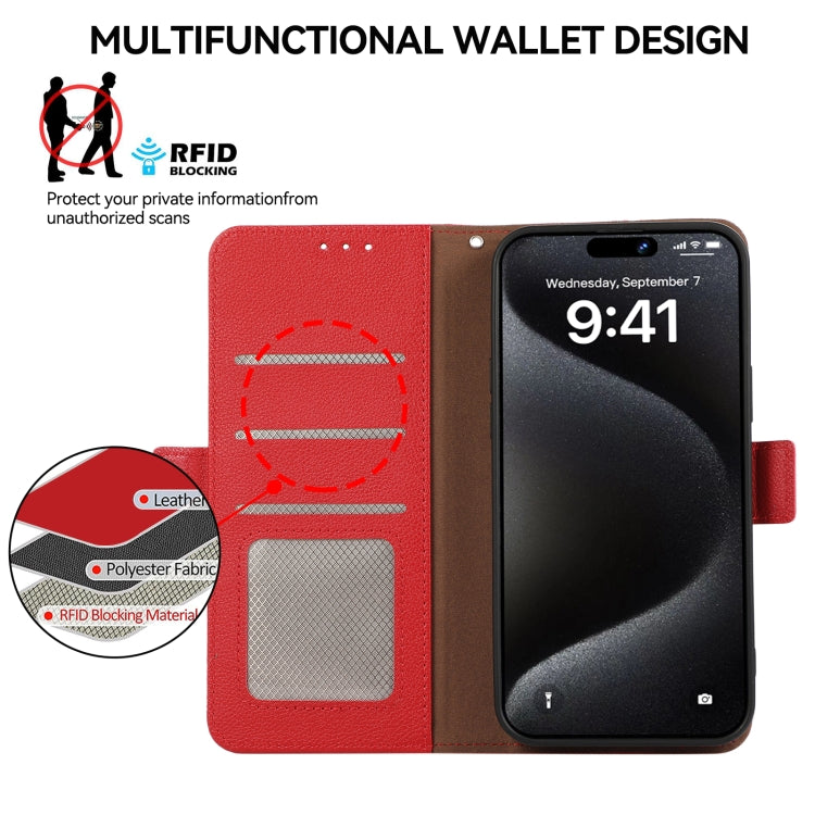 For Samsung Galaxy S21 Ultra 5G ABEEL Side-Magnetic Litchi Pattern Leather RFID Phone Case(Red) - Galaxy S21 Ultra 5G Cases by buy2fix | Online Shopping UK | buy2fix