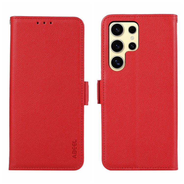 For Samsung Galaxy S22 Ultra 5G ABEEL Side-Magnetic Litchi Pattern Leather RFID Phone Case(Red) - Galaxy S22 Ultra 5G Cases by buy2fix | Online Shopping UK | buy2fix