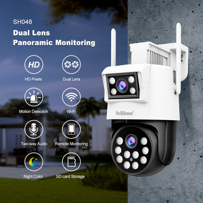 SriHome SH048 2MP + 2MP Humanoid Tracking Smart Night Vision Dual Lens IP Camera(US Plug) - Wireless Camera by SriHome | Online Shopping UK | buy2fix