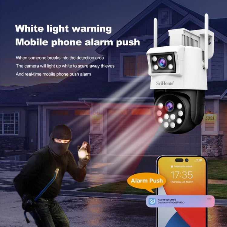 SriHome SH048 2MP + 2MP Humanoid Tracking Smart Night Vision Dual Lens IP Camera(US Plug) - Wireless Camera by SriHome | Online Shopping UK | buy2fix