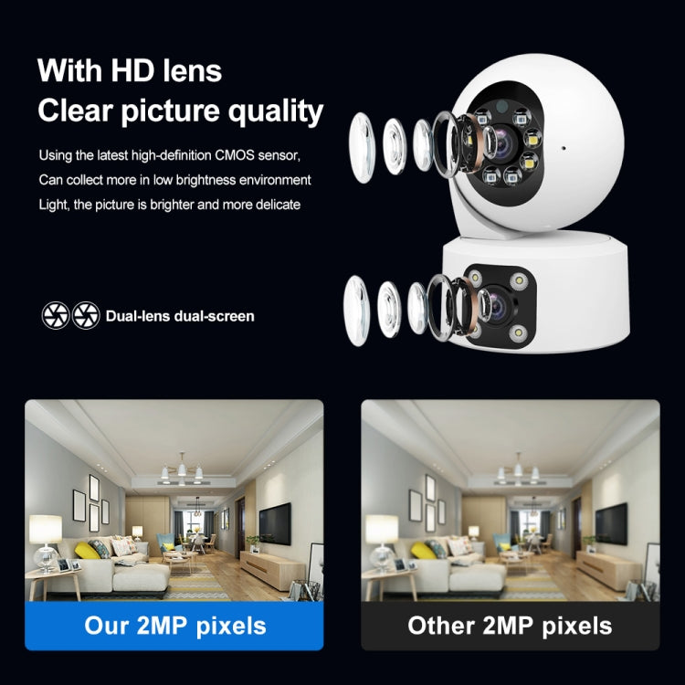 SriHome SH049 2MP + 2MP Humanoid Tracking Smart Night Vision Dual Lens HD IP Camera(EU Plug) - Wireless Camera by SriHome | Online Shopping UK | buy2fix